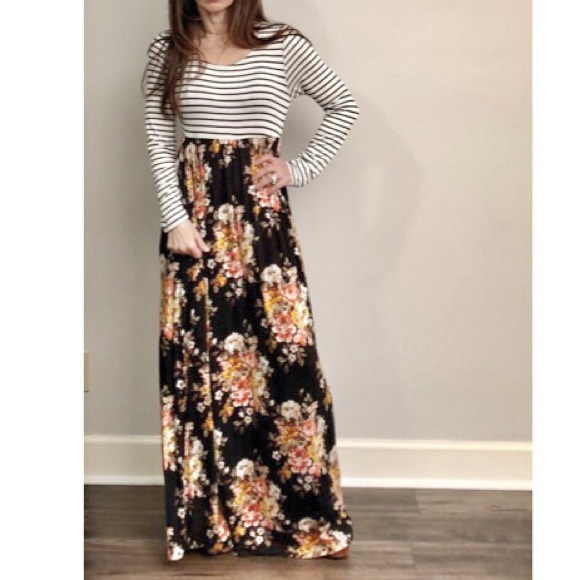 ✨LAST ONE ✨striped top floral skirt maxi dress - Picture 5 of 6